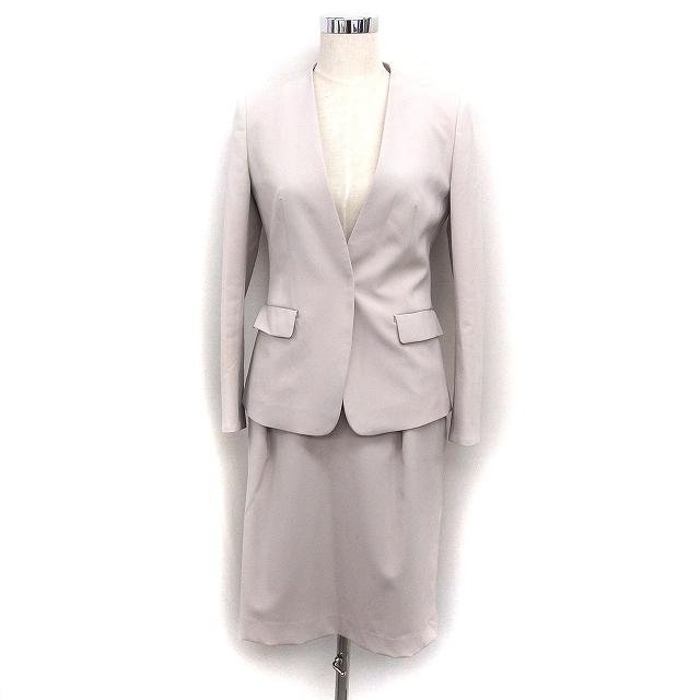 L*N様 極美品【THE SUIT COMPANY】スーツ ベージュ 170 6 ザ・スーツカンパニー THE SUIT COMPANY スカートスーツ ノーカラー