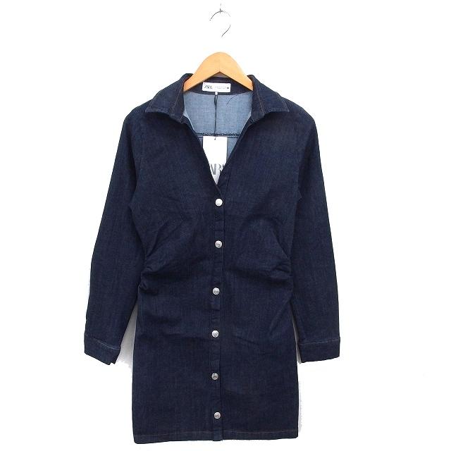 ZARA デニムチュニック、ワンピース希少サイズXL ZARA（ザラ） 未使用品 タグ付き デニム シャツワンピース チュニック