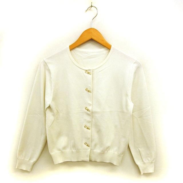 ストロベリーフィールズ STRAWBERRY-FIELDS カーディガン ニット クロップド リブ ハイゲージ スナップボタン 長袖 オフホワイト | 