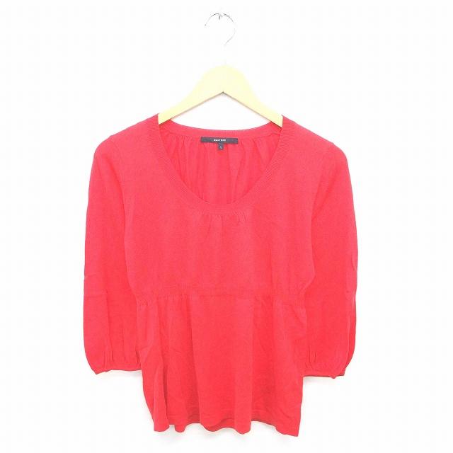 新品タグ付き　MACPEE マカフィー　赤色ニット マカフィー MACPHEE トゥモローランド ニット セーター 丸首 薄手 無地