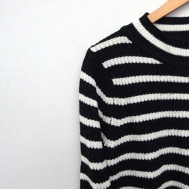 ジーユー GU ニット セーター ボーダー ハイネック 長袖 XL ホワイト