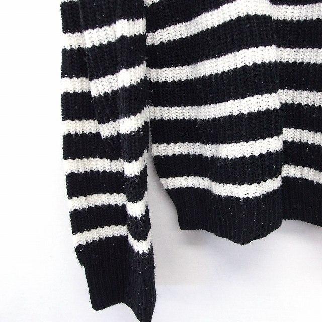 ジーユー GU ニット セーター ボーダー ハイネック 長袖 XL ホワイト