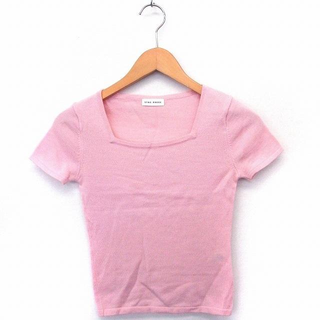 VINO ROUGE ニット セーター スクエアネック 半袖 ウール シンプル M