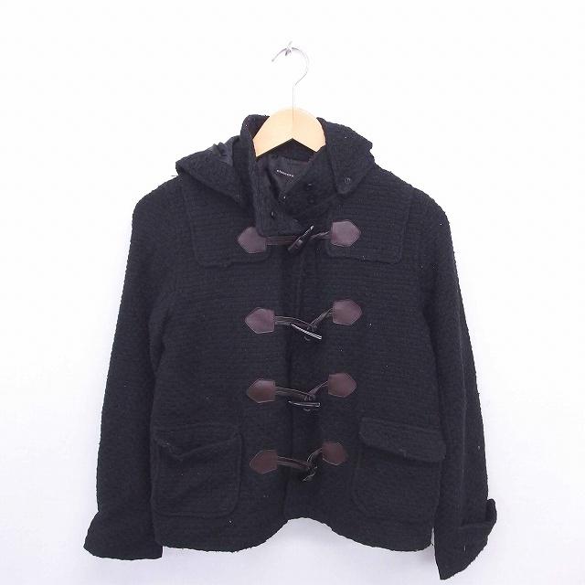 中古 Elencare Due コート アウターダッフルコート ショート フード ウール混 M 黒 ブラック Tt32 レディース 即納最大半額