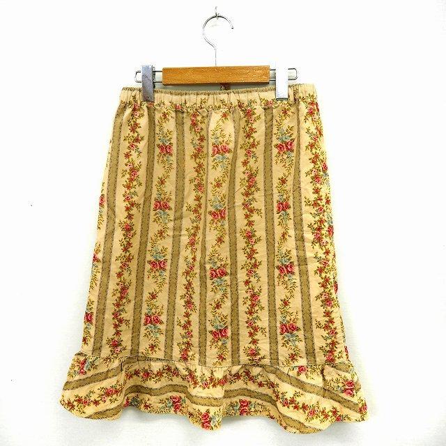 イーストボーイ EAST BOY スカート タイト 膝丈 裾フリル ウエストゴム  