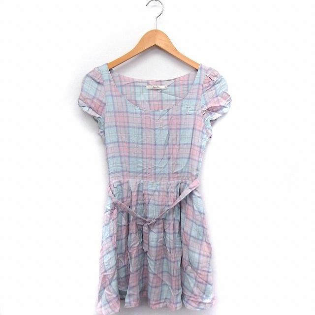 ダズリン Dazzlin ワンピース チェック パフスリーブ Uネック 半袖 ミニ S ライトブルー Ft18 レディース 172 ブランド古着販売のベクトル 通販 Yahoo ショッピング