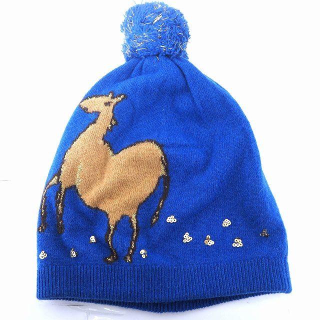 中古 ツモリチサト Tsumori Chisato 帽子 キャップ ニット ニット帽 スパンコール 馬 ポンポン リブ ウール混 カシミヤ混 ブルー 青 Mt10 ベクトル 古着 172 ブランド古着販売のベクトル 通販 Yahoo ショッピング