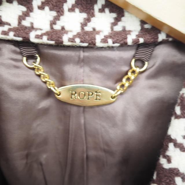 【新品タグ付き】ロペROPEの千鳥格子コート ROPE'（ロペ） ROPE コート アウター ステンカラー ミドル 千鳥格子