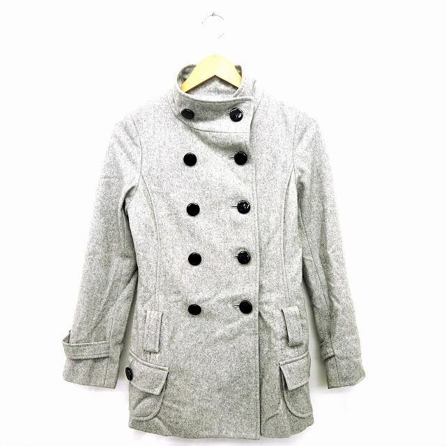 中古 イング Ingni コート アウター Pコート ピーコート 無地 シンプル ショート丈 長袖 ウール 毛 M グレー Mt2 レディース 商舗