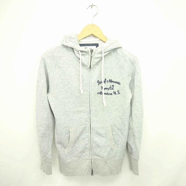 中古 レターバックナンバー Letter BACK NUMBER パーカー ジップアップ 英字 刺繍 綿 長袖 M グレー ネイビー 灰 紺 /TT11 レディース 【ベクトル 古着】