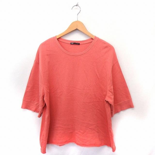 中古 ザラ Zara Tシャツ カットソー 丸首 五分袖 無地 シンプル コットン 綿 L ピンク Ft46 レディース ベクトル 古着 172 ブランド古着販売のベクトル 通販 Yahoo ショッピング