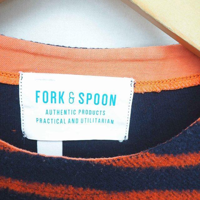 子供服 FORK＆SPOON カットソー Tシャツ 丸首 ボーダー 厚手 長袖 105 ネイビー オレンジ 紺 橙 /TT22 キッズ｜vectorpremium｜03