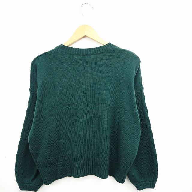 シシエス ニット セーター リブ シンプル 無地 丸首 長袖 ウール混