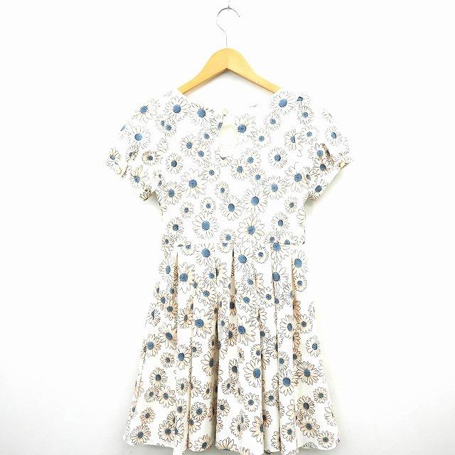 アラマンダ Allamanda ワンピース 花柄 フレア 丸首 ひざ丈 半袖 38 アイボリー ブルー 青 Mt43 レディース 172 ブランド古着販売のベクトル 通販 Yahoo ショッピング