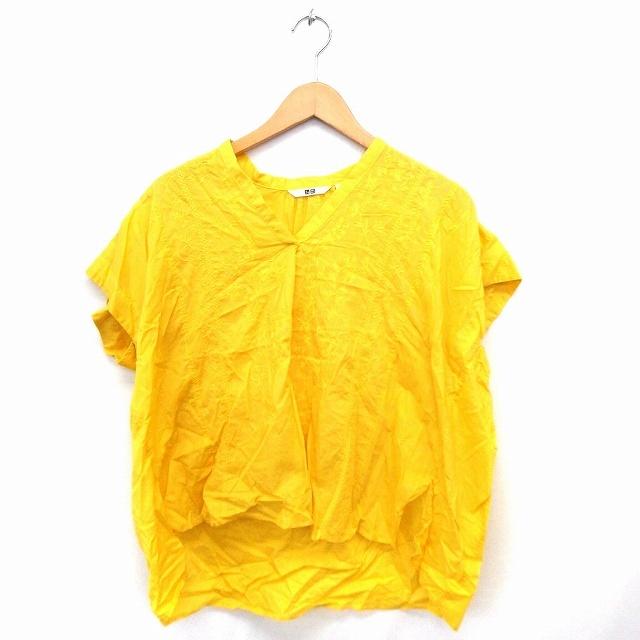 ユニクロ UNIQLO シャツ ブラウス 刺繍 Vネック フレンチスリーブ  
