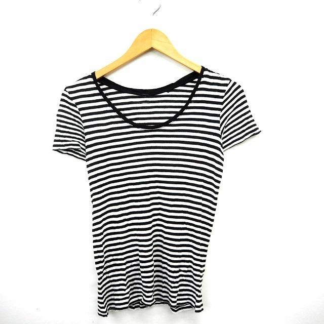 ユニクロ Uniqlo Tシャツ カットソー ボーダー 丸首 半袖 ブラック ホワイト 黒 白 Mt1 レディース 172 ブランド古着販売のベクトル 通販 Yahoo ショッピング