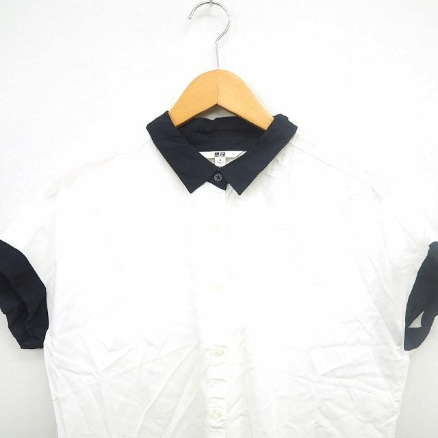中古 ユニクロ Uniqlo シャツ ブラウス 無地 配色 シンプル 半袖 M アイボリー ネイビー 紺 Mt28 レディース ベクトル 古着 172 ブランド古着販売のベクトル 通販 Yahoo ショッピング