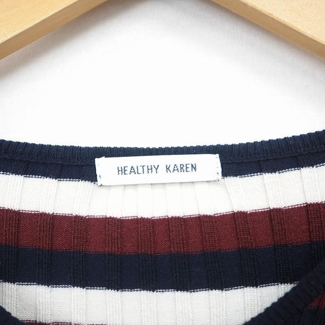 ヘルシーカレン HEALTHY KAREN ニット セーター ボーダー Vネック 七分