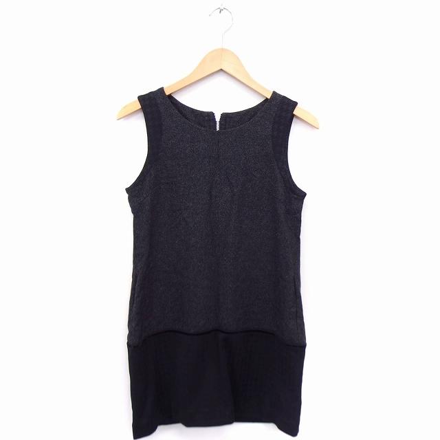 カリアング KariAng ワンピース ノースリーブ ミニ 切替 千鳥柄 ウール 