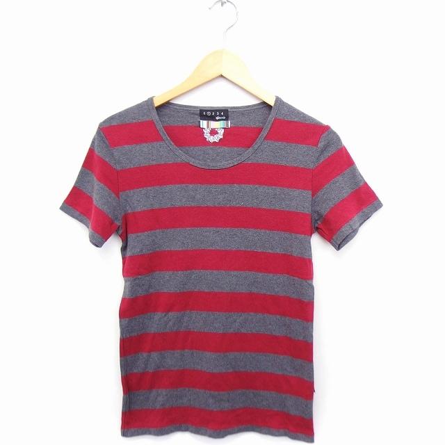 グラム Glamb Tシャツ カットソー ボーダー 丸首 半袖 コットン 綿 1 グレー 灰 レッド 赤 Ft37 レディース 172 ブランド古着販売のベクトル 通販 Yahoo ショッピング