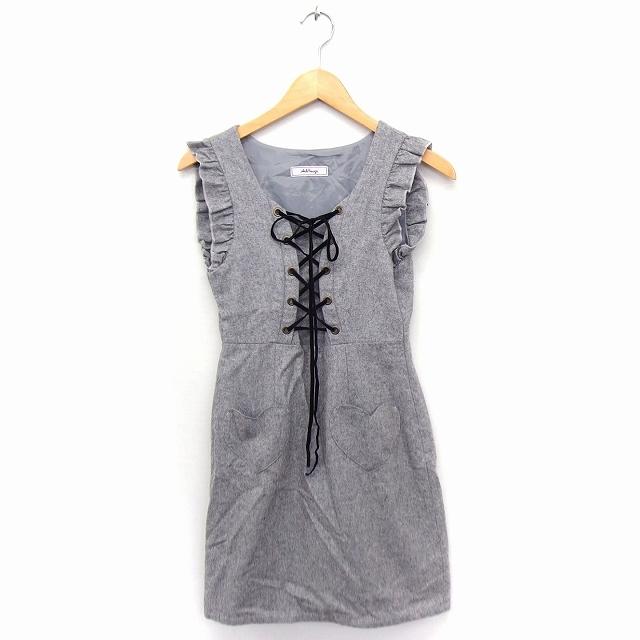 中古 アンクルージュ Ank Rouge ワンピース レースアップ フリル ハートポケット ノースリーブ ひざ丈 ウール混 M グレー Ft レディース ベクトル 古着 172 ブランド古着販売のベクトル 通販 Yahoo ショッピング