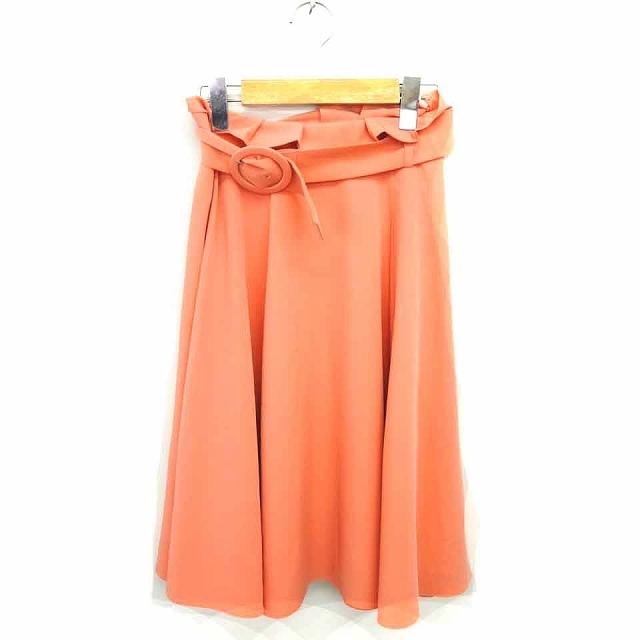 セシルマクビー CECIL McBEE スカート フレア 膝下丈 ベルト 薄手  