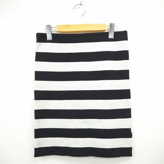 ミラオーウェン Mila Owen タイトスカート ひざ丈 ボーダー F グレー  