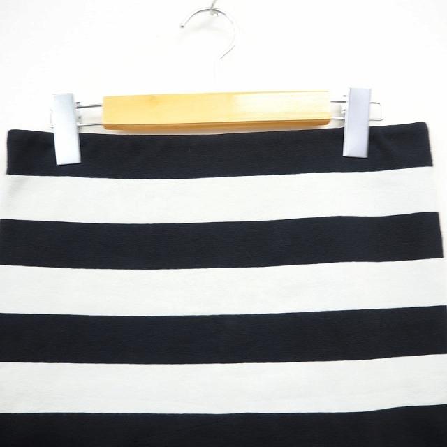 ミラオーウェン Mila Owen タイトスカート ひざ丈 ボーダー F グレー  