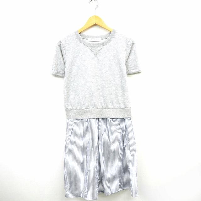 ジ エンポリアム The Emporium ワンピース 丸首 スウェット シャツ ストライプ ミモレ丈 半袖 コットン 綿 M グレー ホワイト 灰 白 172 ブランド古着販売のベクトル 通販 Yahoo ショッピング