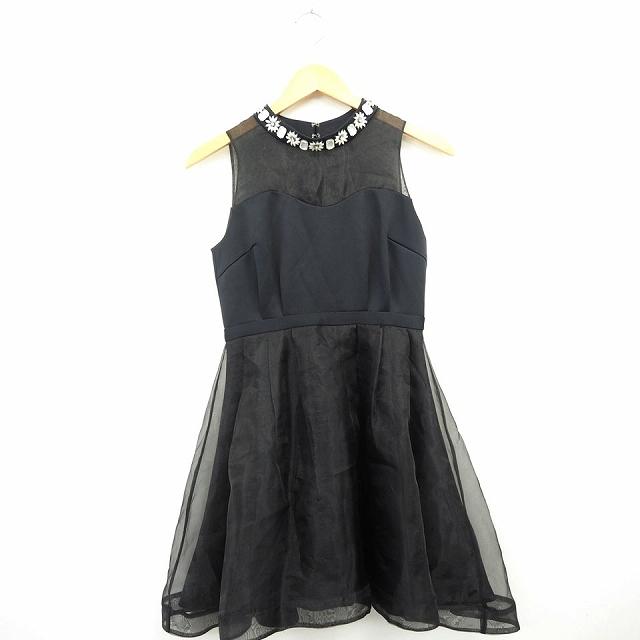 中古 リリーブラウン Lily Brown ワンピース 配色 装飾品 ひざ丈 袖なし ノースリーブ 0 ブラック 黒 Mt29 レディース ベクトル 古着 172 ブランド古着販売のベクトル 通販 Yahoo ショッピング