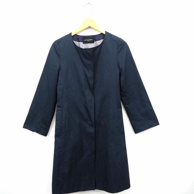 United arrows⭐️ユナイテッドアローズ　ノーカラーコート ネイビー ユナイテッドアローズノーカラーコートネイビーコットン