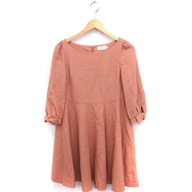 アナトリエ ANATELIER フレア ワンピース リボン袖 ボートネック 七分  