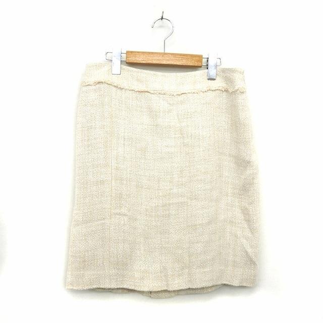 自由区 オンワード樫山 スカート 台形 フォーマル 膝丈 ツイード 柄  