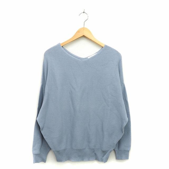 マウジー moussy ニット セーター Vネック 長袖 綿混 リブ F ライトブルー 青 /HT11 レディース :172-902111170006:ブランド古着販売のベクトル 通販 moussy Vネックニット セーター