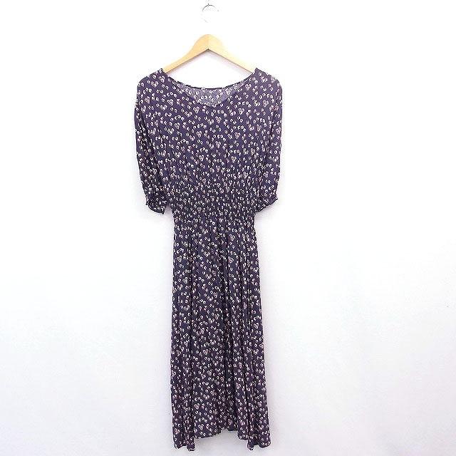 カスタネ Kastane ワンピース 花柄 丸首 七分袖 ロング F ネイビー 紺 Mt15 レディース 172 ブランド古着販売のベクトル 通販 Yahoo ショッピング