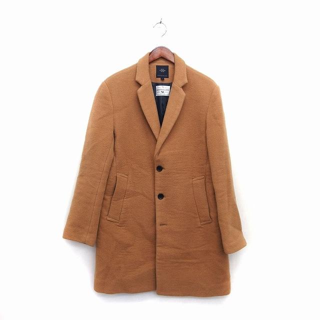 中古 レイジブルー Rageblue チェスター ロング コート ウール混 無地 シンプル M キャメル 茶 Ht6 メンズ 毎日がバーゲンセール