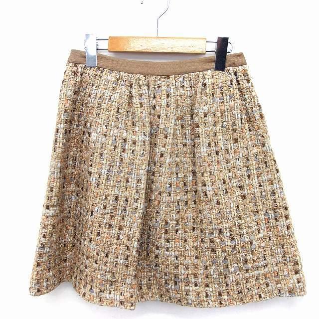 チェスティ Chesty フレア スカート ひざ丈 ウール混 柄 ツイード 0  