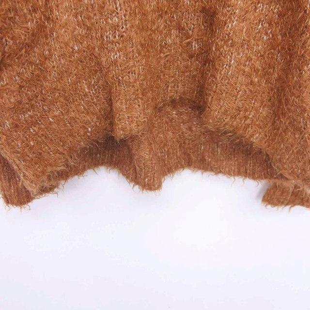 MOUSSY シャギーニット ブラウン MOUSSY（マウジー） ニット セーター 丸首 シャギー 長袖 FREE 茶