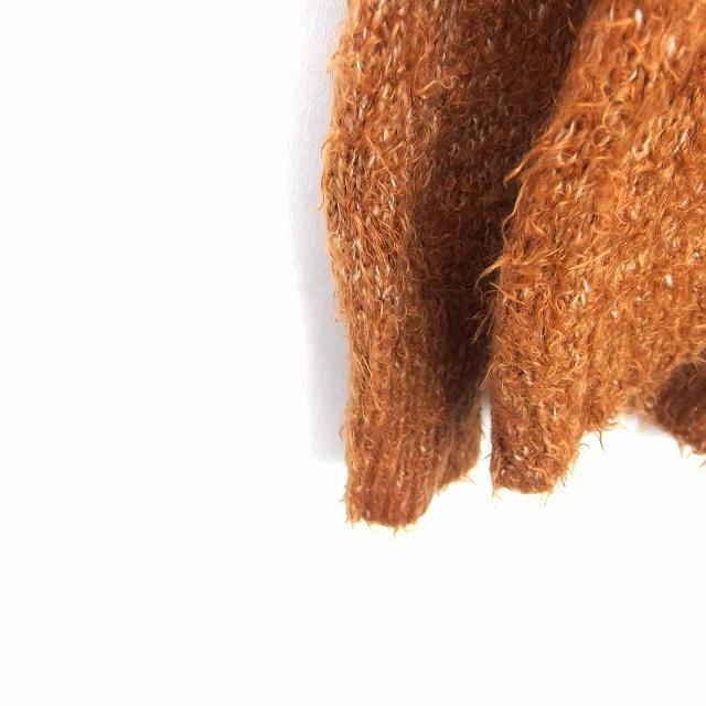 MOUSSY（マウジー） ニット セーター 丸首 シャギー 長袖 FREE 茶