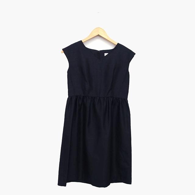 ST.ROONEY 前後2WAY リブ切替フレアワンピース 黒　半袖 シルエットが美しい前後2WAY リブ切替フレアワンピース