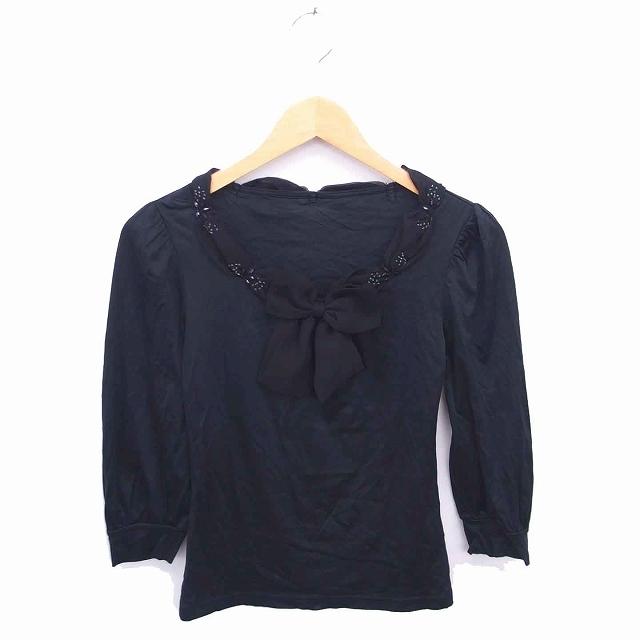 プライベートレーベル Private label カットソー リボン ビーズ装飾  
