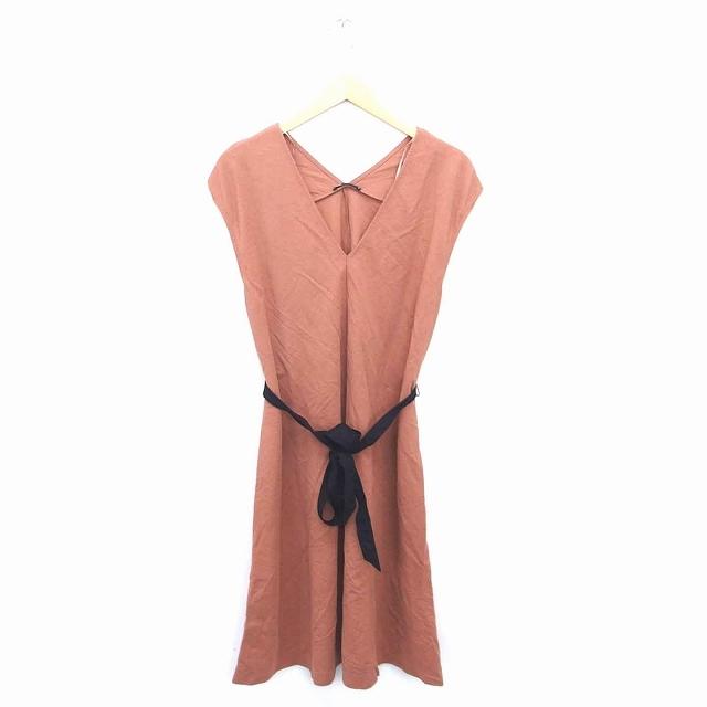 新品☆ZARA ザラ リボン付きギャザーワンピース M グリーン