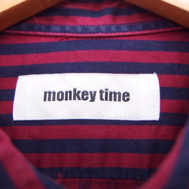 【美品】MONKEY TIMEネイビーVネック長袖シャツ Sサイズ MONKEY TIMEネイビーVネック長袖シャツ Sサイズ 美品