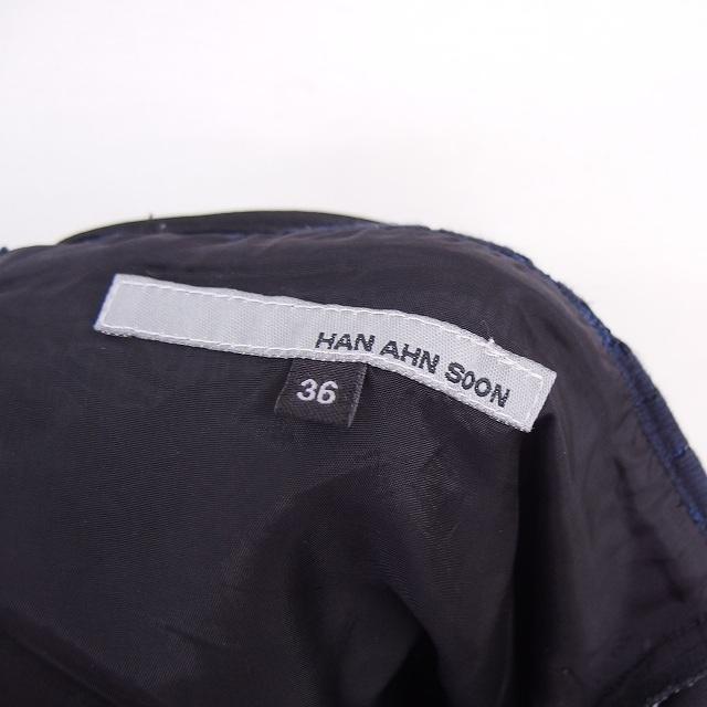 ハンアンスン Han ahn soon ワンピース ひざ丈 レース ウエストリボン 