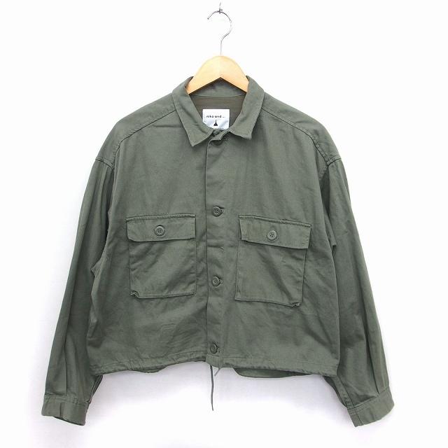 セール 登場から人気沸騰 中古 ニコアンド Niko And ミリタリー ジャケット アウター 無地 コットン 綿 M カーキ Ft13 レディース ベクトル 古着