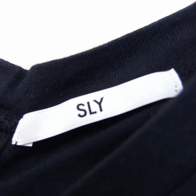 スライ SLY Vネック カットソー Tシャツ 半袖 レースアップ 無地 コットン 綿 F ブラック 黒 /FT22 レディース｜vectorpremium｜03