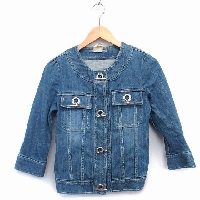 ダブルスタンダードクロージング ダブスタ DOUBLE STANDARD CLOTHING ジージャン デニム ジャケット ノーカラー F 青  /HT19 レディース :172-902205050179:ブランド古着販売のベクトル - 通販 - Yahoo!ショッピング