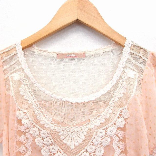 dazzlin ダズリン ドット柄 ブラウス 半袖 丸首 チュール レース 透け  