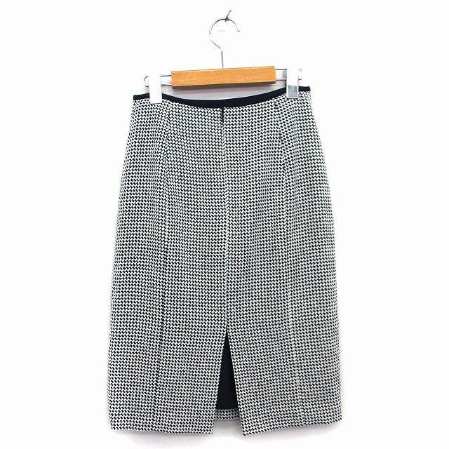 エムプルミエ M-Premier 台形 スカート 膝丈 ウール混 刺繍 千鳥格子  