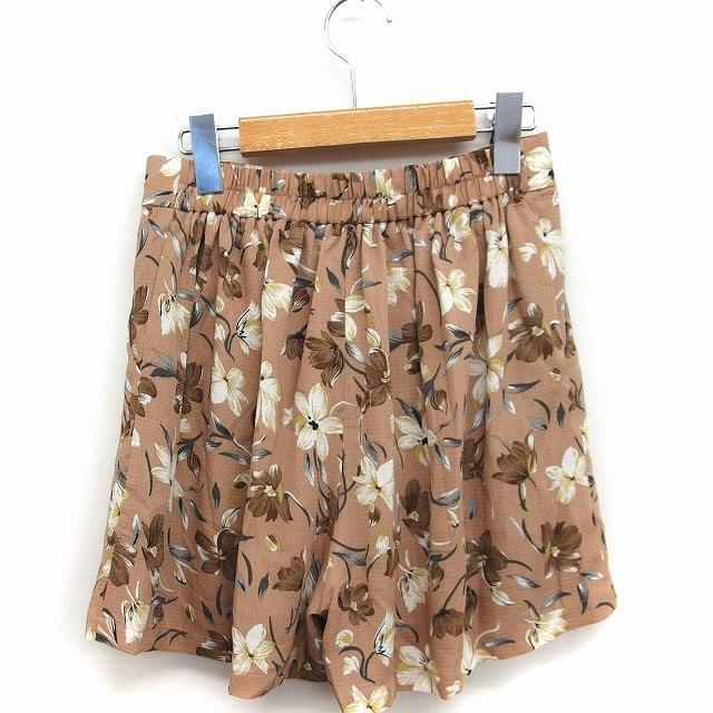 日本限定モデル】 未使用品 ナイスクラップ NICE CLAUP タグ付き キュロット パンツ ショート 花柄 レースアップ F ライトブラウン 薄茶 FT30 レディース ナイスクラップ 濃ピンク 裾フリル パンツ